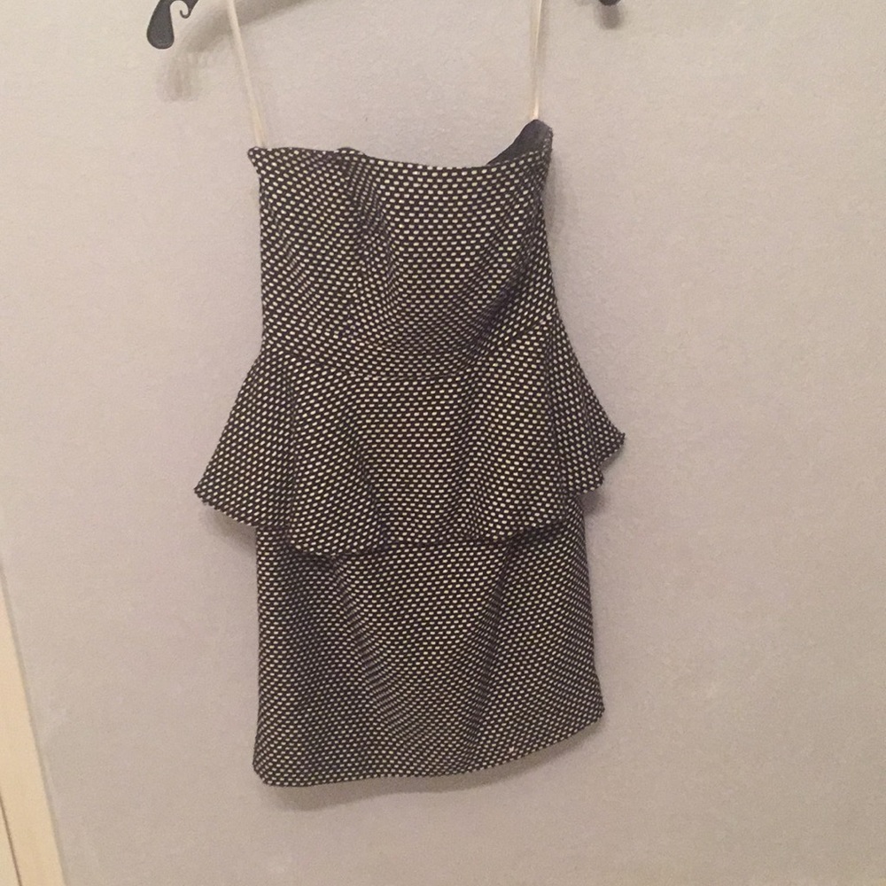 Navy Strapless peplum dress